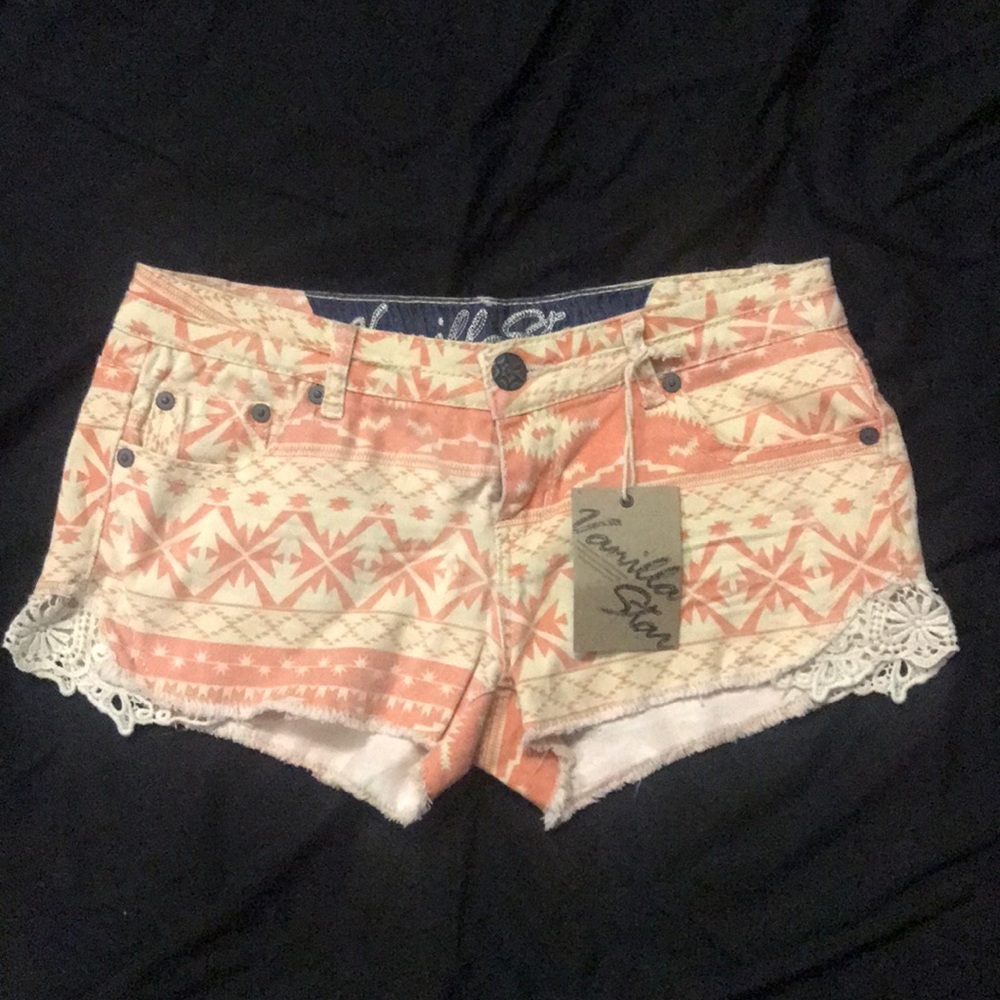 Tribal Print Jean Shorts